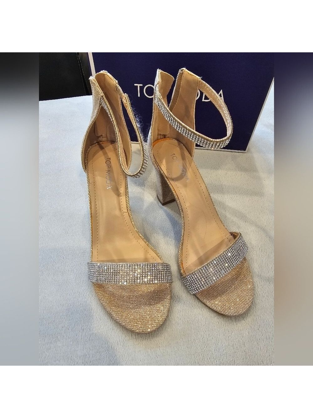 TOP Moda Glittering Silver Rose Gold Heels